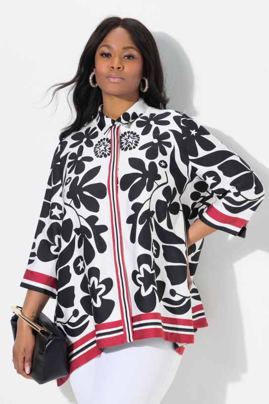 Floral 3/4 Sleeve Satin Blouse