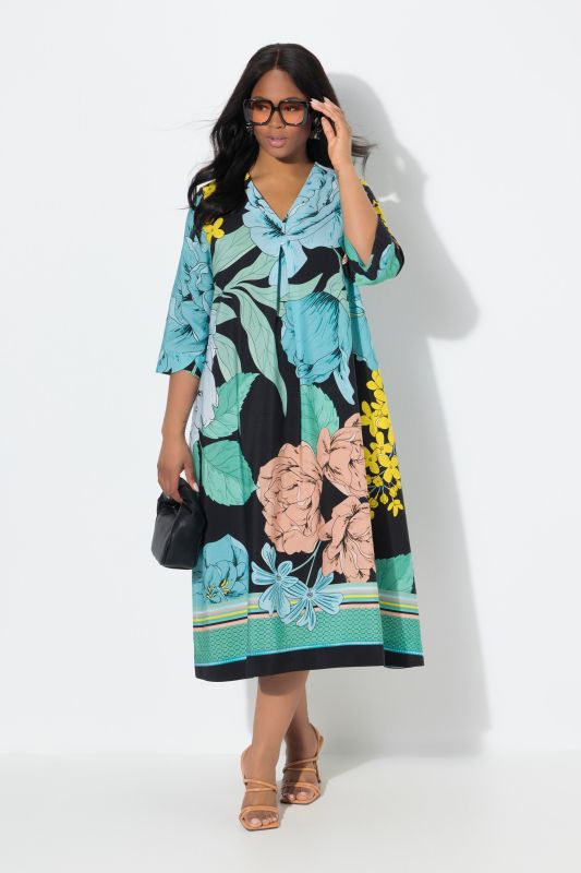 Pastel Floral 3/4 Sleeve Dress