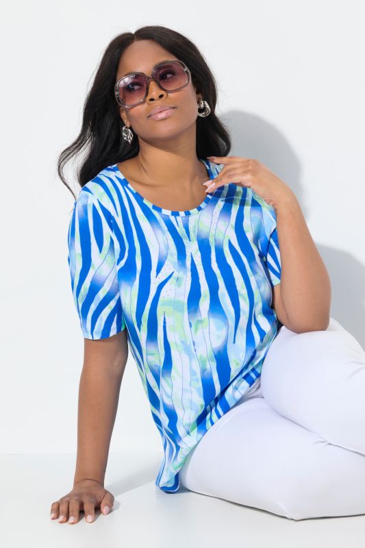 Colorful Zebra Print Short Sleeve Blouse