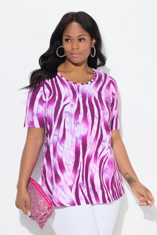 Colorful Zebra Print Short Sleeve Blouse