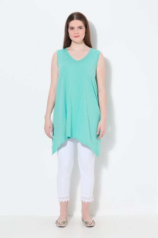 Eco Cotton Pointed Hem A-line Fit Knit Tank Tunic