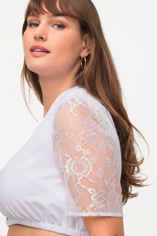 Square Neck Lace Sleeve Dirndl Blouse