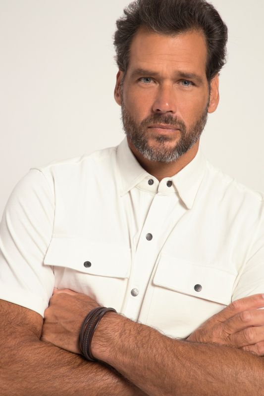 Jersey shirt, short sleeve, Kent collar, modern fit
