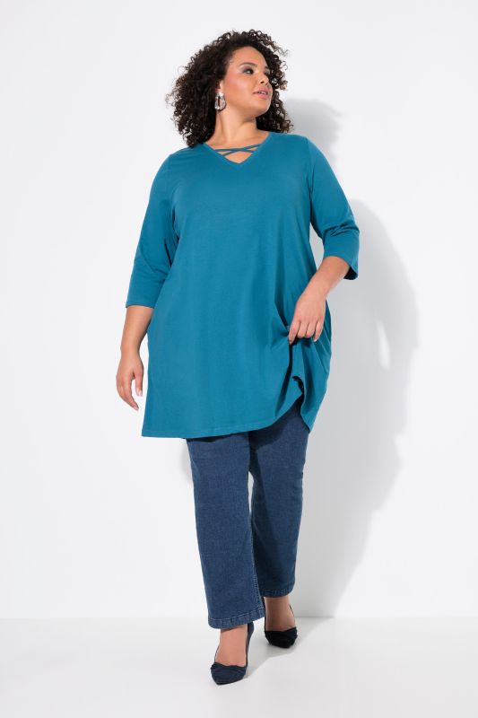 Criss Cross V-Neckline Swing Knit Tunic