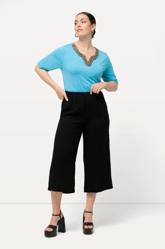Wide Leg Elastic Waist Culotte