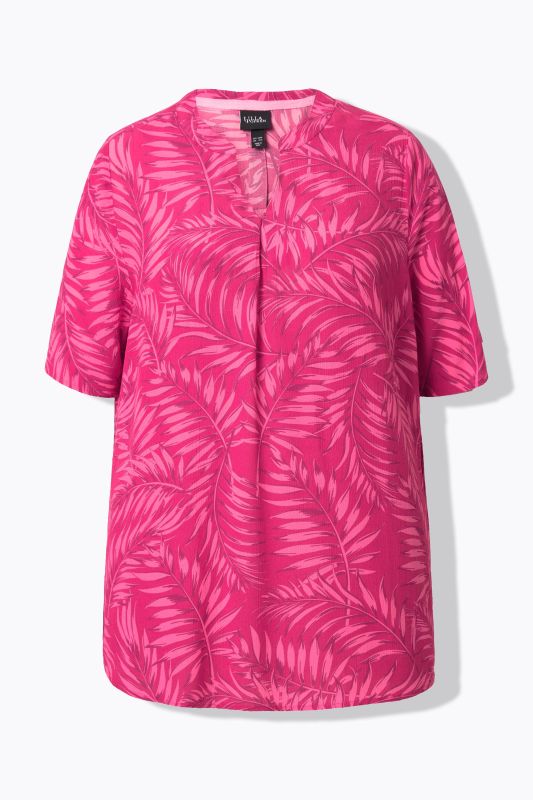 Palm Leaf Short Sleeve Blouse