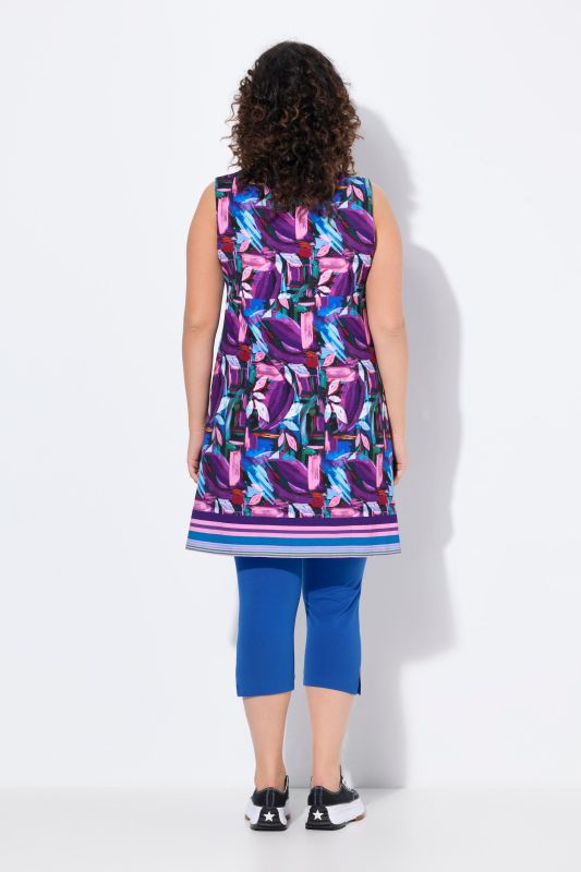 Geometric Floral Sleeveless Swing Dress