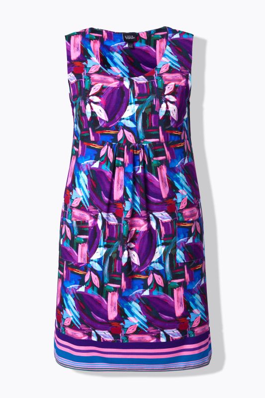 Geometric Floral Sleeveless Swing Dress