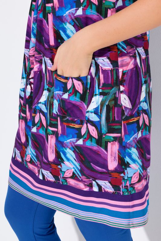 Geometric Floral Sleeveless Swing Dress