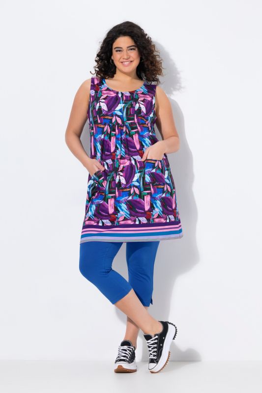 Geometric Floral Sleeveless Swing Dress