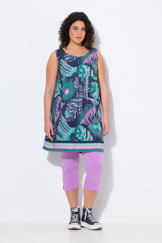 Geometric Floral Sleeveless Swing Dress