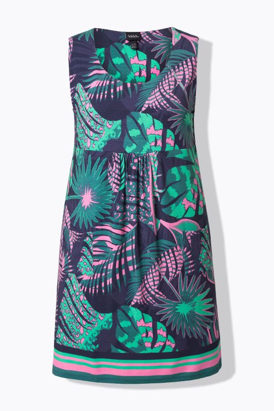 Geometric Floral Sleeveless Swing Dress