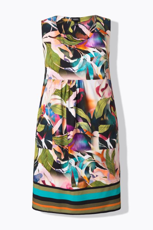 Geometric Floral Sleeveless Swing Dress