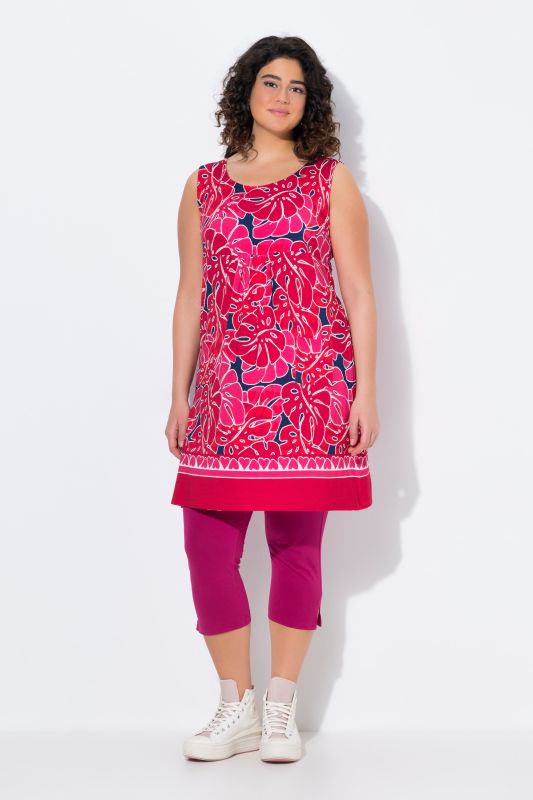 Geometric Floral Sleeveless Swing Dress