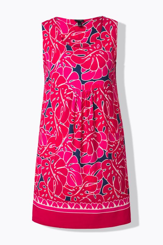 Geometric Floral Sleeveless Swing Dress