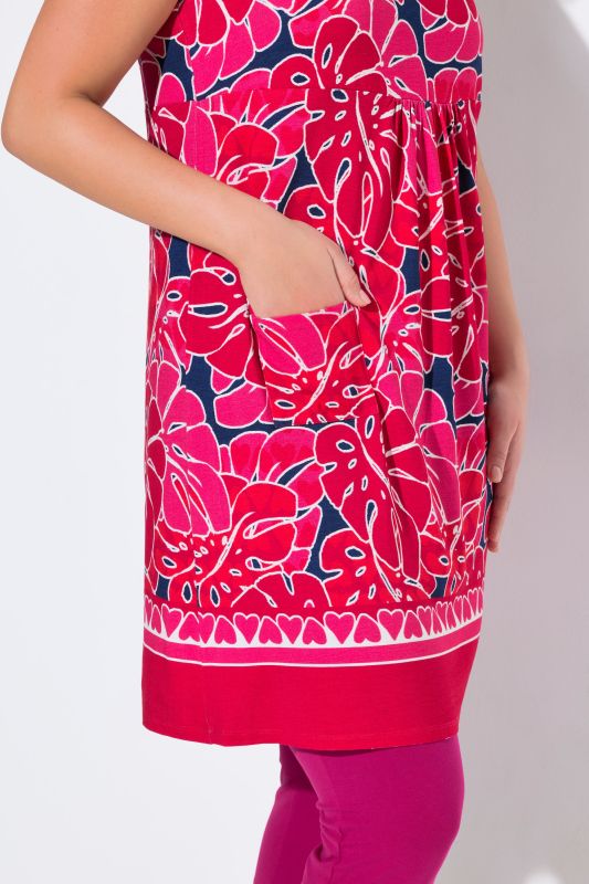 Geometric Floral Sleeveless Swing Dress