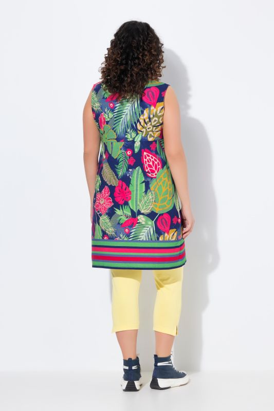 Geometric Floral Sleeveless Swing Dress