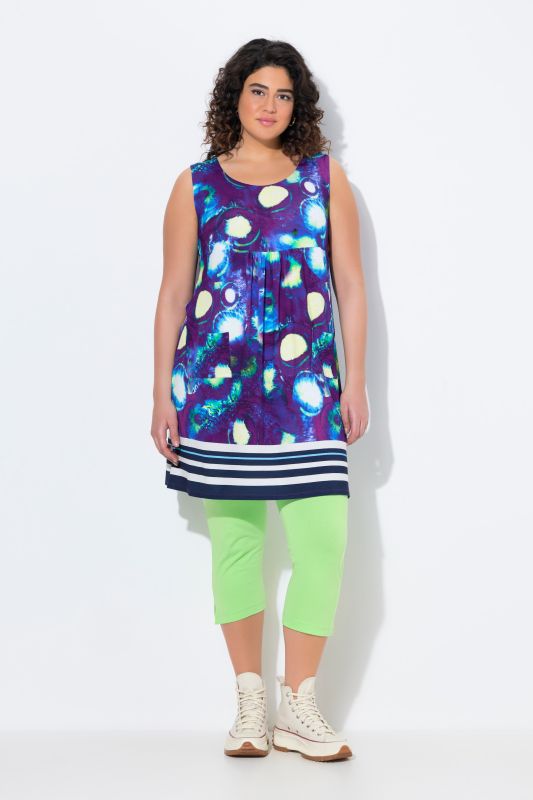 Geometric Floral Sleeveless Swing Dress