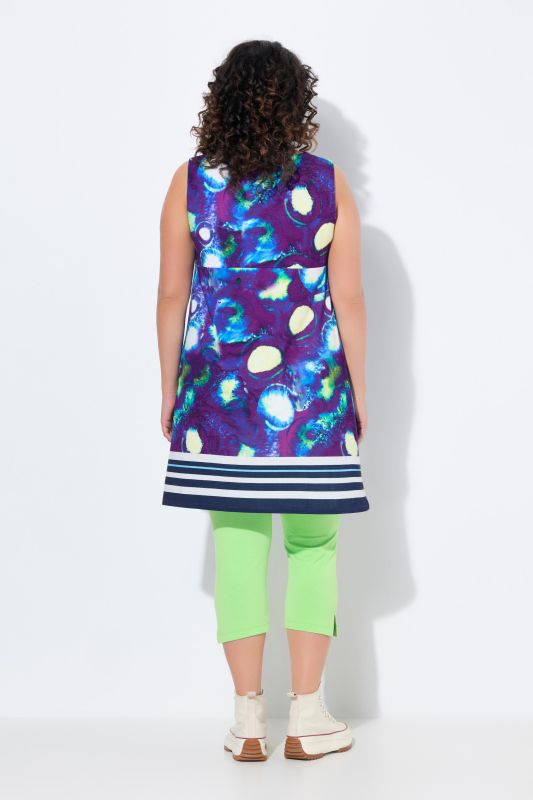 Geometric Floral Sleeveless Swing Dress