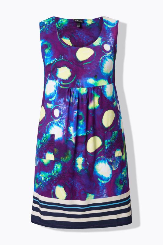 Geometric Floral Sleeveless Swing Dress
