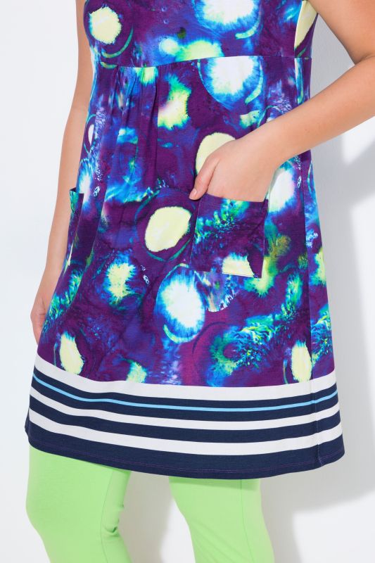 Geometric Floral Sleeveless Swing Dress