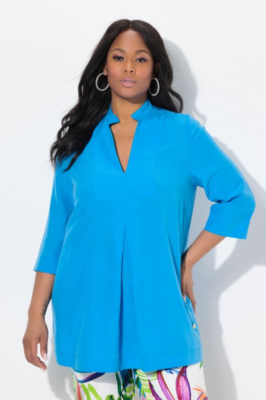 Longline 3/4 Sleeve Collared Blouse