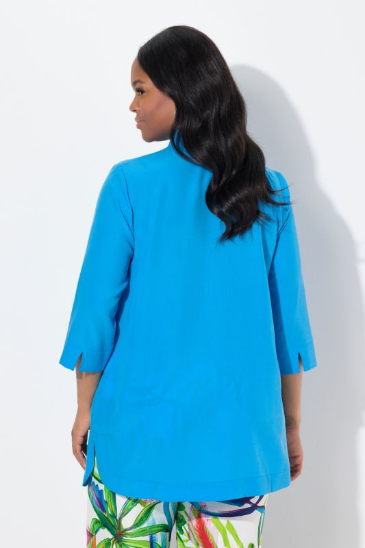 Longline 3/4 Sleeve Collared Blouse