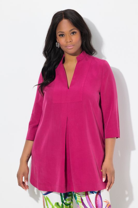 Longline 3/4 Sleeve Collared Blouse