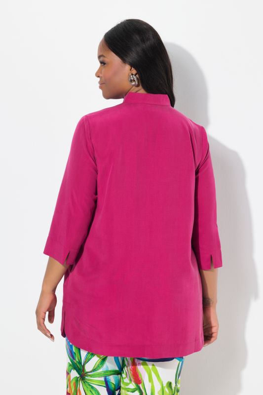 Longline 3/4 Sleeve Collared Blouse