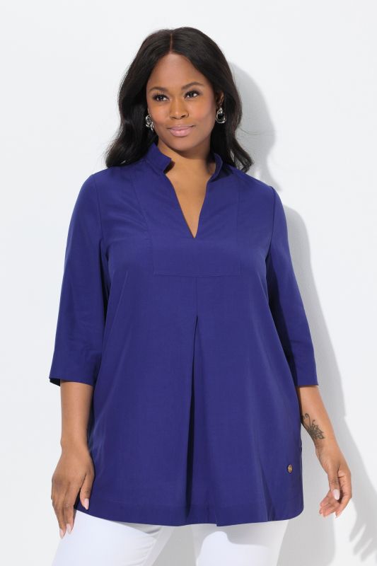 Longline 3/4 Sleeve Collared Blouse