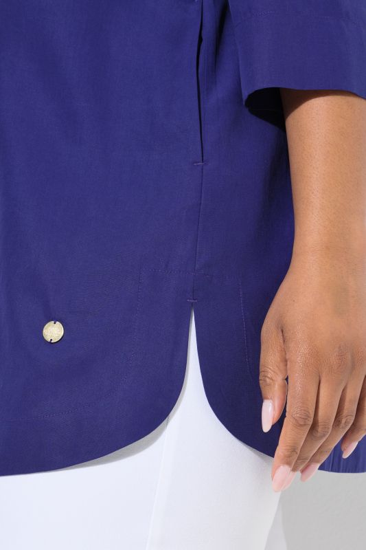 Longline 3/4 Sleeve Collared Blouse