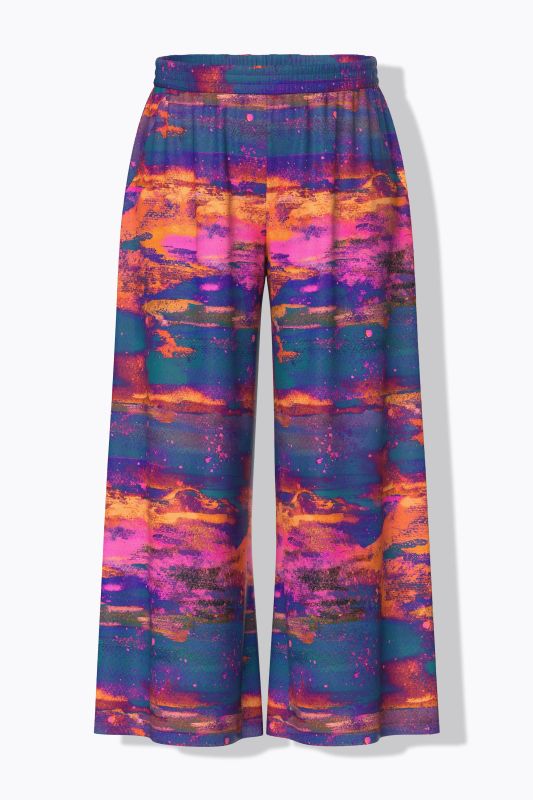 Abstract Sunset Elastic Waist Palazzo Pants