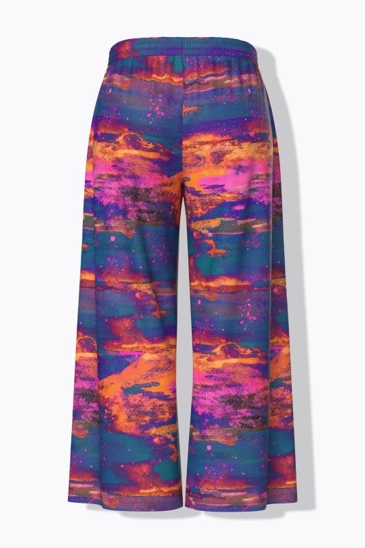 Abstract Sunset Elastic Waist Palazzo Pants