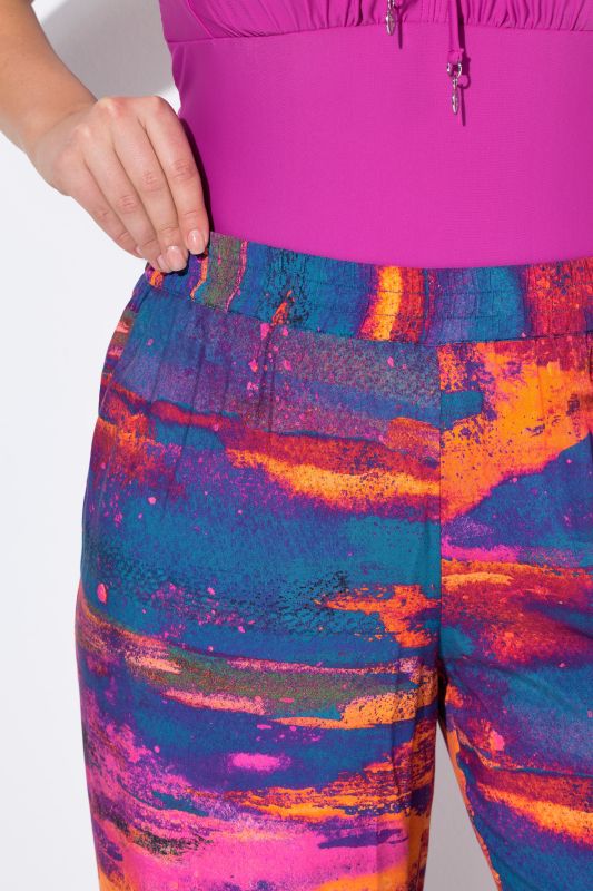 Abstract Sunset Elastic Waist Palazzo Pants