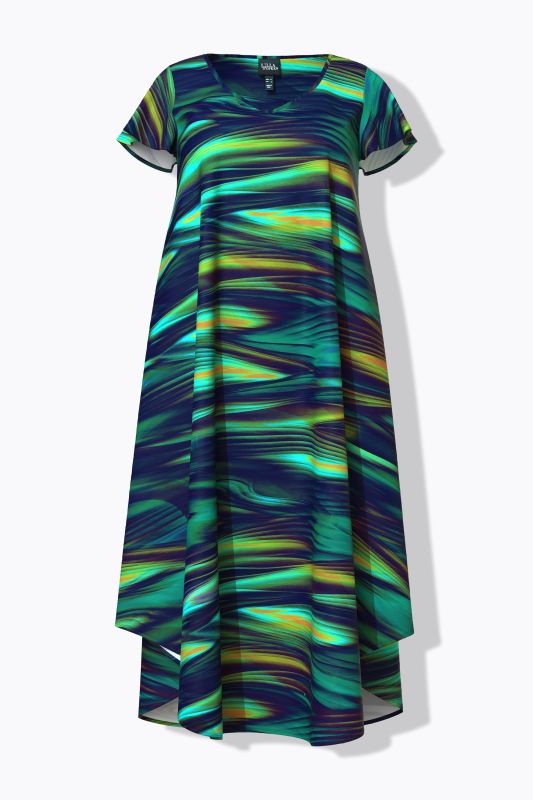 Ripple Print Cap Sleeve Dress