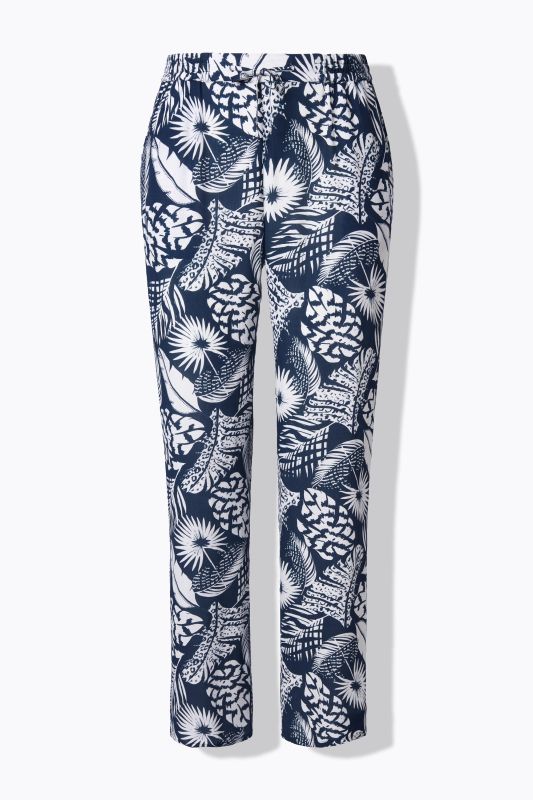 Feather Print Elastic Waist Pants