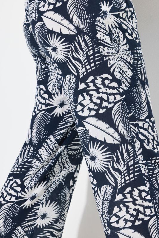 Feather Print Elastic Waist Pants