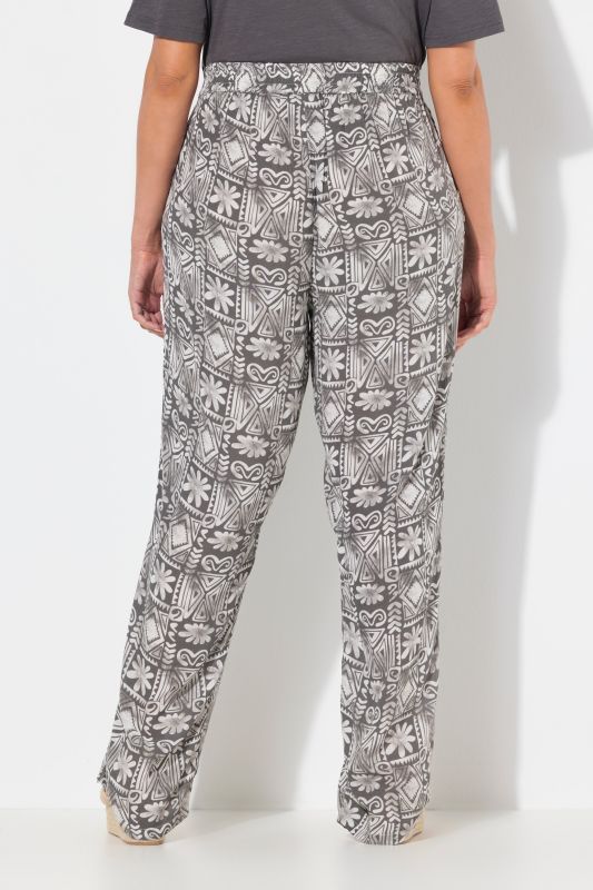 Mosaic Print Elastic Waist Pants