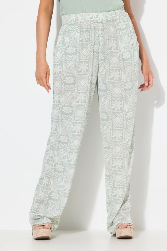 Mosaic Print Elastic Waist Pants