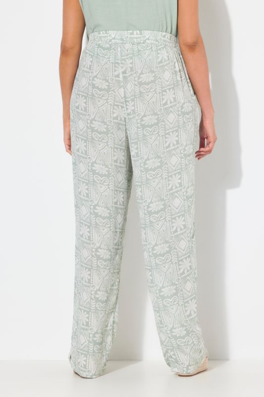 Mosaic Print Elastic Waist Pants