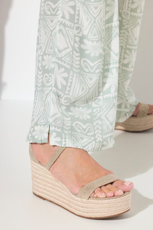 Mosaic Print Elastic Waist Pants