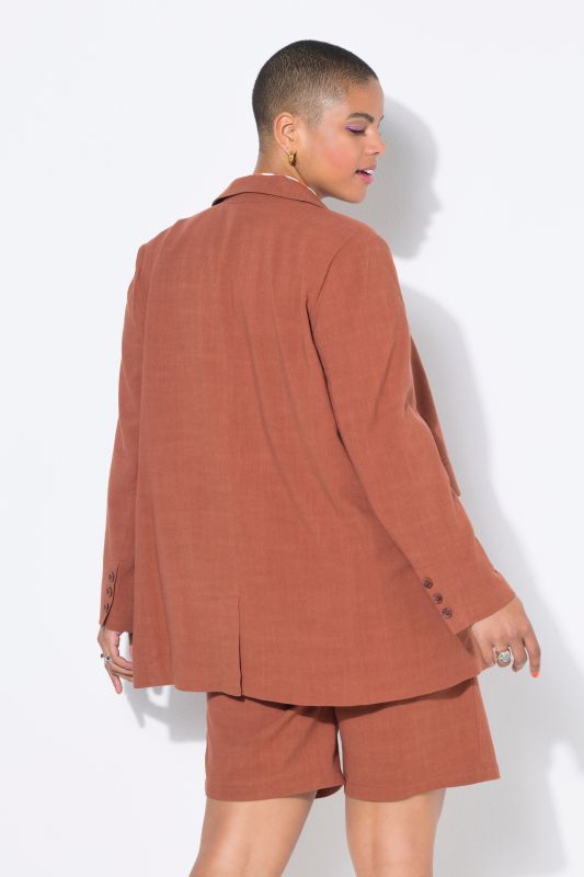 Linen Blend Double Breasted Blazer
