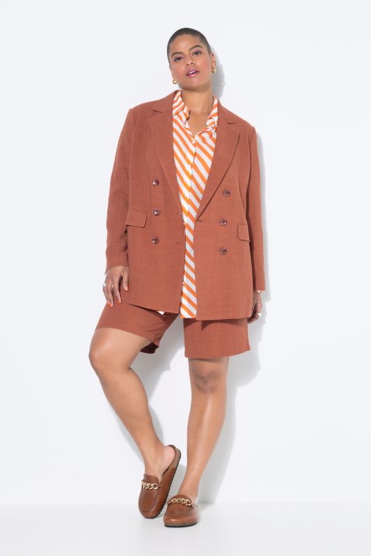 Linen Blend Double Breasted Blazer