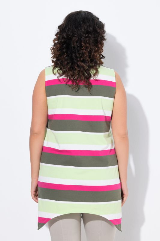 Striped Longline Handkerchief Hem Tank