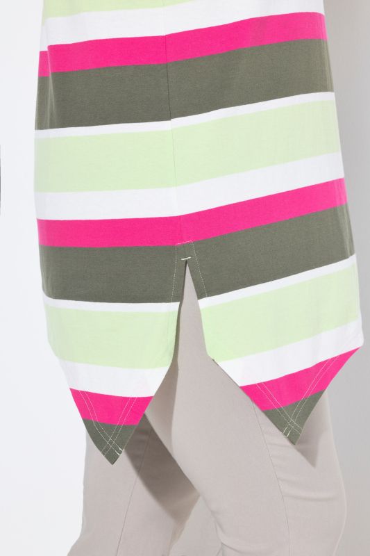 Striped Longline Handkerchief Hem Tank