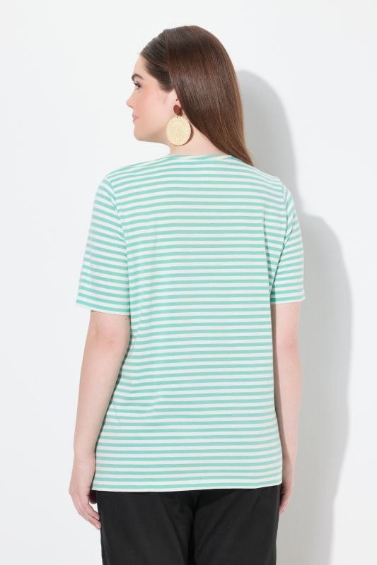 Eco Cotton Striped Short Sleeve V-Neck Tee