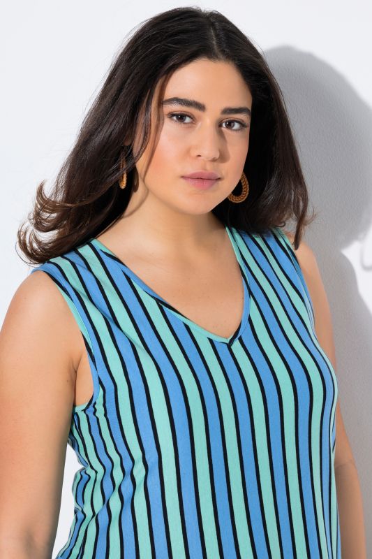 Eco Cotton Mixed Stripe Sleeveless Dress