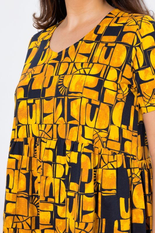 Eco Cotton Abstract Sun Print Dress
