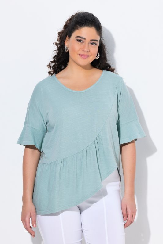 Asymmetric Flounce Panel Short Sleeve Tee