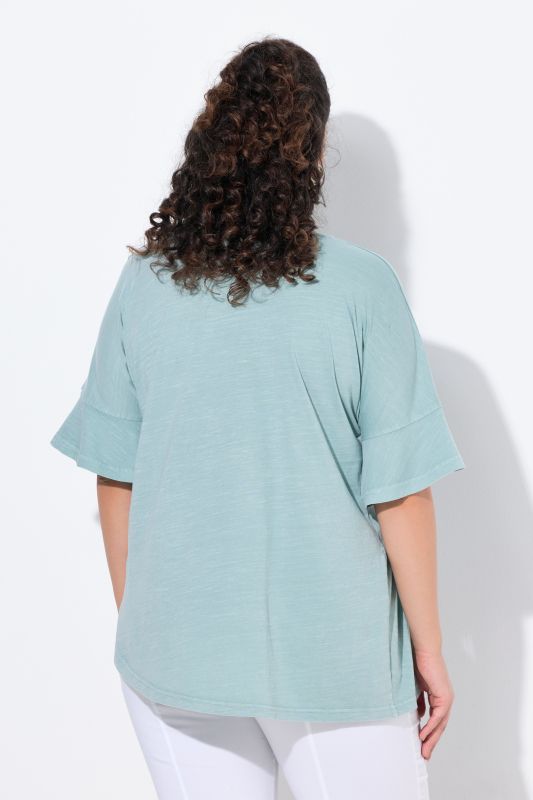 Asymmetric Flounce Panel Short Sleeve Tee